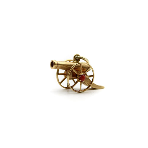 Pendentif Victorien - Pendentif charme canon articulé en or 18k et corail 58 Facettes