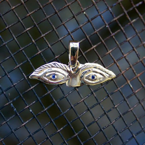 Pendentif Signature - Pendentif charm œil Milagro en or jaune 14K saphirs 58 Facettes