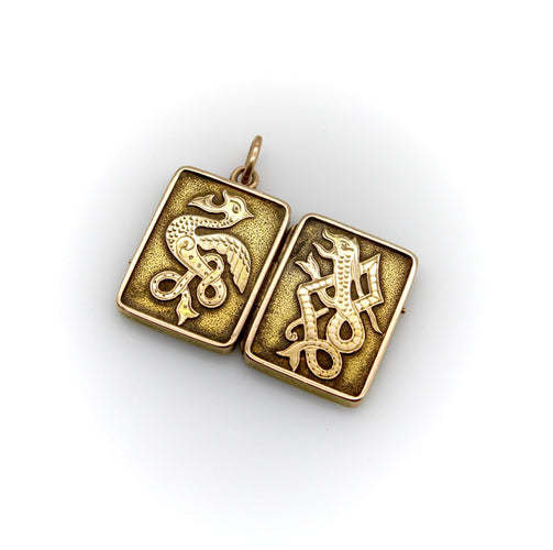 Pendentif Pendentif médaillon victorien celte rectangulaire en or 14K 58 Facettes