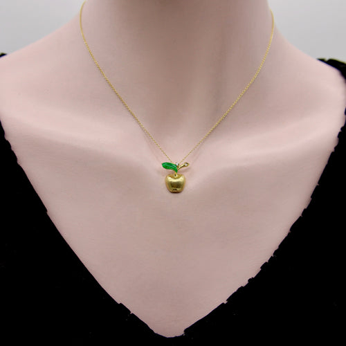 Pendentif Pendentif charm pomme vintage en or 18k, diamants et émail 58 Facettes