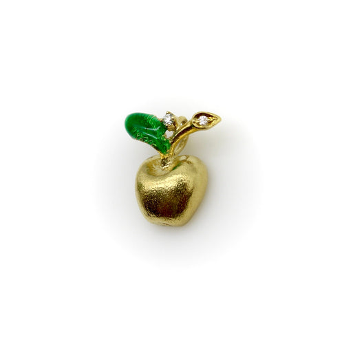 Pendentif Pendentif charm pomme vintage en or 18k, diamants et émail 58 Facettes
