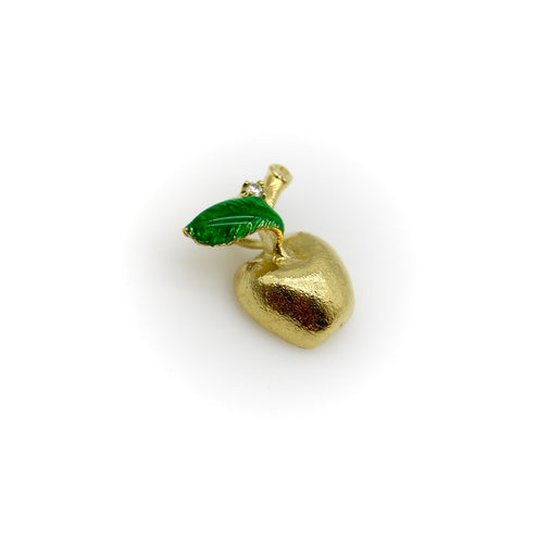 Pendentif Pendentif charm pomme vintage en or 18k, diamants et émail 58 Facettes