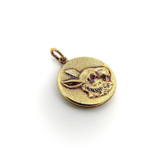 Pendentif Cute as a Button - Pendentif médaille lapin en or 14K et rubis 58 Facettes