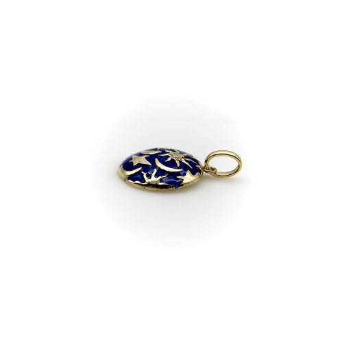 Pendentif Signature - Pendentif galaxie lune et étoiles en or 14K avec diamant 58 Facettes