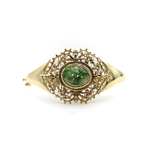 Bracelet Signature - Bracelet manchette en or 14K, jade vert et perles de culture 58 Facettes