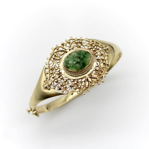 Bracelet Signature - Bracelet manchette en or 14K, jade vert et perles de culture 58 Facettes