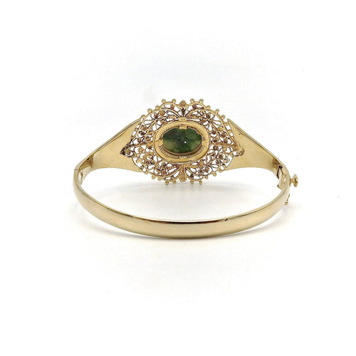 Bracelet Signature - Bracelet manchette en or 14K, jade vert et perles de culture 58 Facettes