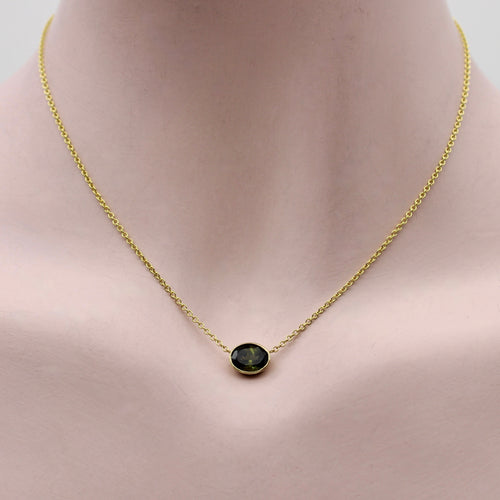 Collier Signature - Collier en or jaune 14 carats et tourmaline verte 58 Facettes