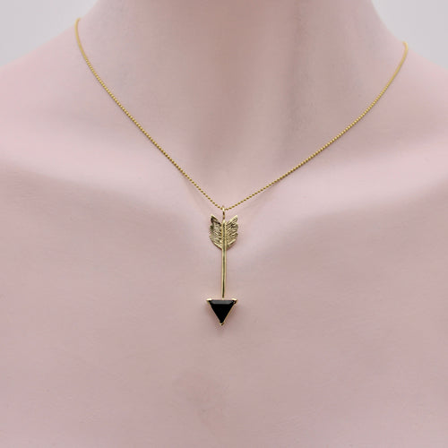 Pendentif Signature - Pendentif flèche en or 14K et tourmaline verte 58 Facettes