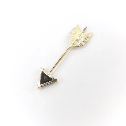 Pendentif Signature - Pendentif flèche en or 14K et tourmaline verte 58 Facettes