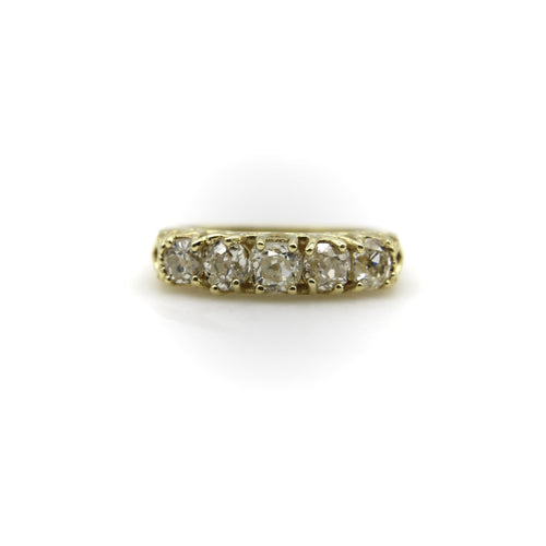Bague 55 Bague cinq pierres en or 18K et diamants taille Old Mine 58 Facettes A1001A