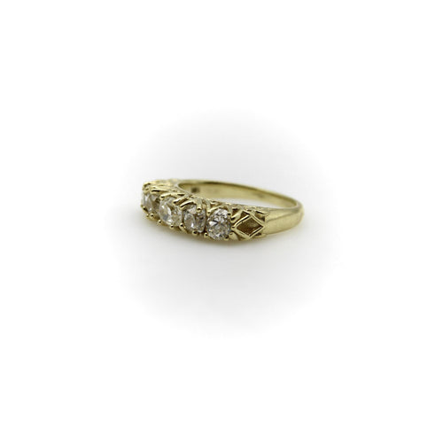 Bague 55 Bague cinq pierres en or 18K et diamants taille Old Mine 58 Facettes A1001A