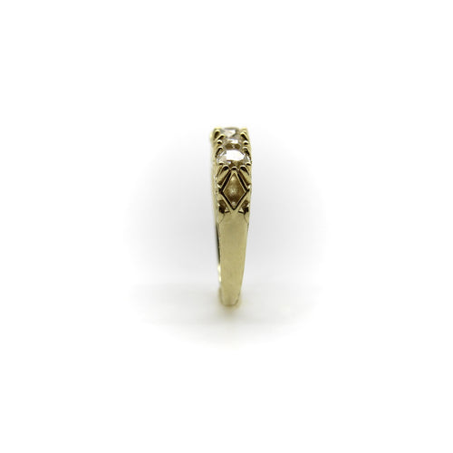 Bague 55 Bague cinq pierres en or 18K et diamants taille Old Mine 58 Facettes A1001A