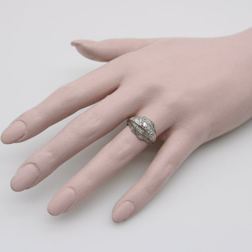 Bague 55 Bague édouardienne - Bague en platine aux diamants taille Peruzzi 58 Facettes A1001Q