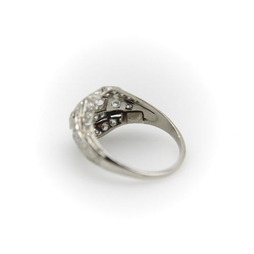 Bague 55 Bague édouardienne - Bague en platine aux diamants taille Peruzzi 58 Facettes A1001Q
