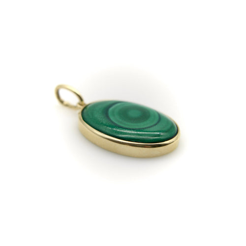 Pendentif Signature - Pendentif oval en or 14k et malachite 58 Facettes