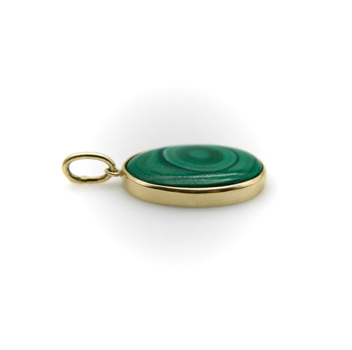 Pendentif Signature - Pendentif oval en or 14k et malachite 58 Facettes