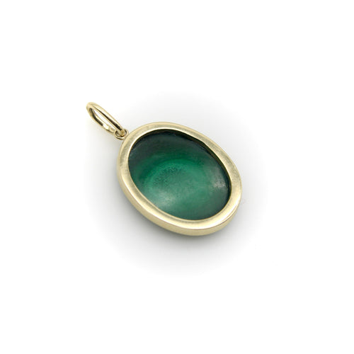 Pendentif Signature - Pendentif oval en or 14k et malachite 58 Facettes