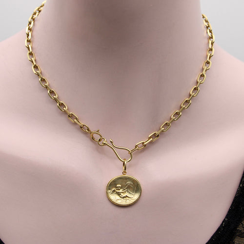 Pendentif Médaille intaille Cupidon - Pendentif en or 14 carats 58 Facettes