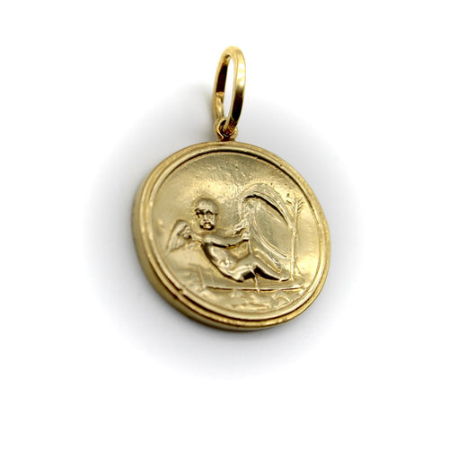 Pendentif Médaille intaille Cupidon - Pendentif en or 14 carats 58 Facettes