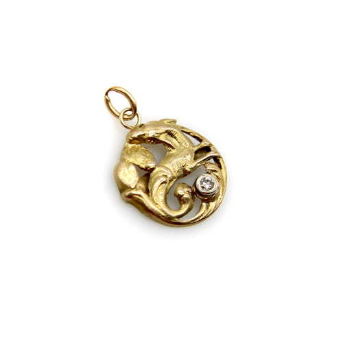 Pendentif Pendentif victorien en or 18k avec diamant taille ancienne 58 Facettes
