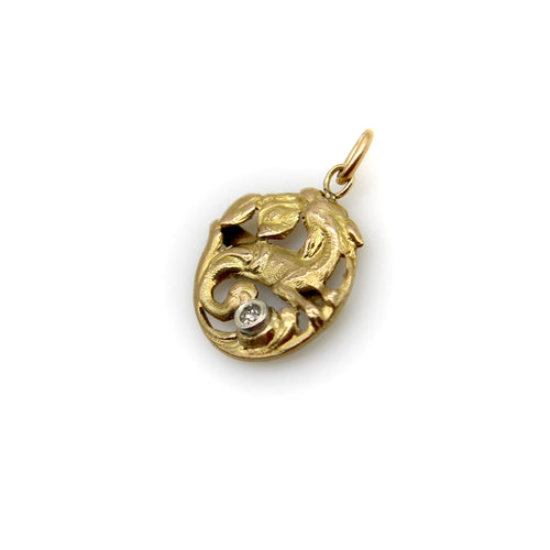 Pendentif Pendentif victorien en or 18k avec diamant taille ancienne 58 Facettes