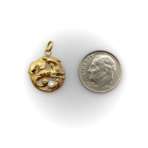 Pendentif Pendentif victorien en or 18k avec diamant taille ancienne 58 Facettes