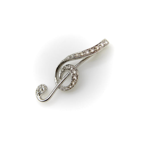 Pendentif Vintage - Pendentif clé de sol en or blanc 18k et diamants 58 Facettes