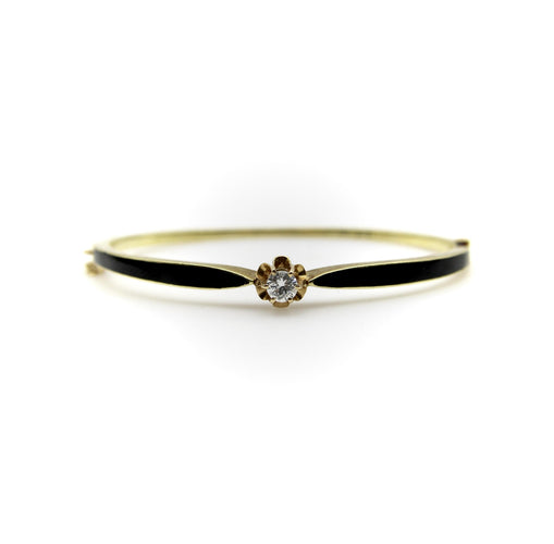 Bracelet Bracelet victorien en or 14K, émail noir et diamant 58 Facettes A1002K
