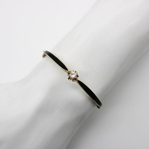 Bracelet Bracelet victorien en or 14K, émail noir et diamant 58 Facettes A1002K
