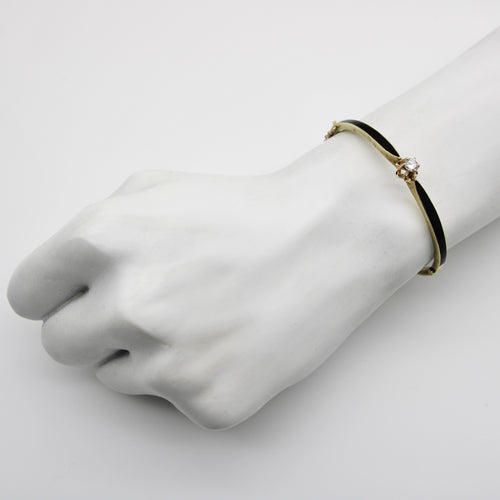 Bracelet Bracelet victorien en or 14K, émail noir et diamant 58 Facettes A1002K