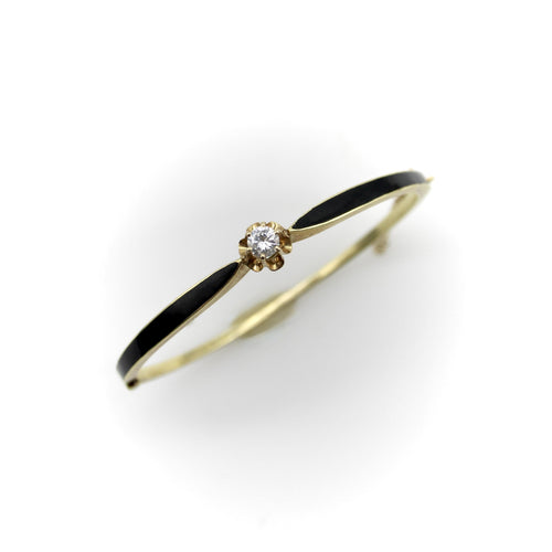 Bracelet Bracelet victorien en or 14K, émail noir et diamant 58 Facettes A1002K