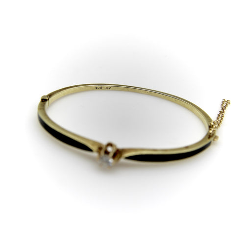 Bracelet Bracelet victorien en or 14K, émail noir et diamant 58 Facettes A1002K