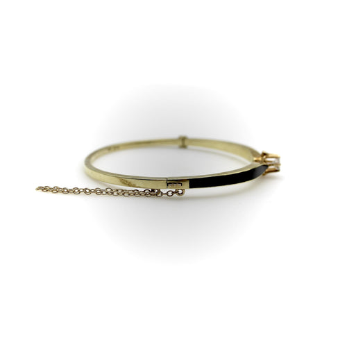 Bracelet Bracelet victorien en or 14K, émail noir et diamant 58 Facettes A1002K