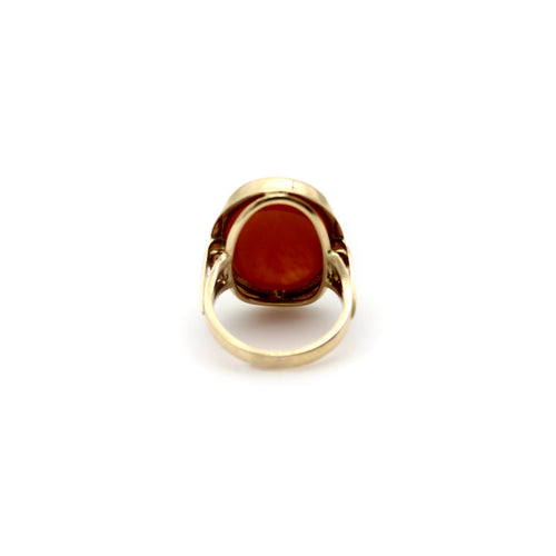 Bague 56 Bague chevalière victorienne en or 14K et agate rubanée, intaille 58 Facettes