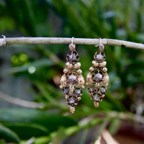 Boucles d'oreilles Boucles d’oreilles victoriennes espagnoles en or 18K, argent et diamant 58 Facettes A1002H