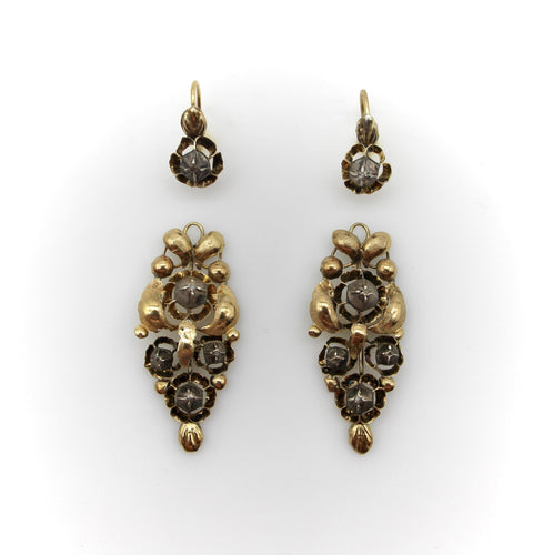 Boucles d'oreilles Boucles d’oreilles victoriennes espagnoles en or 18K, argent et diamant 58 Facettes A1002H