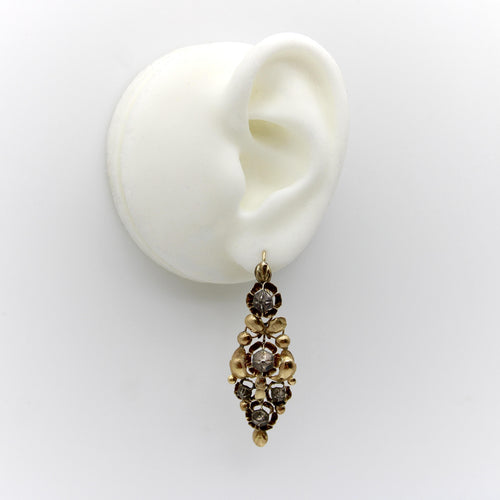 Boucles d'oreilles Boucles d’oreilles victoriennes espagnoles en or 18K, argent et diamant 58 Facettes A1002H