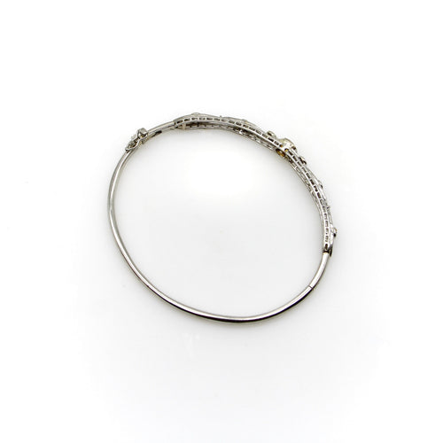 Bracelet Bracelet jonc édouardien en platine, saphir jaune et diamants 58 Facettes