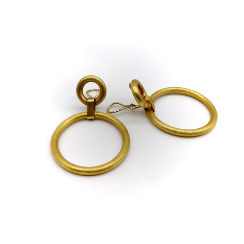 Boucles d'oreilles Vintage - Boucles d’oreilles double créoles en or jaune 14K 58 Facettes