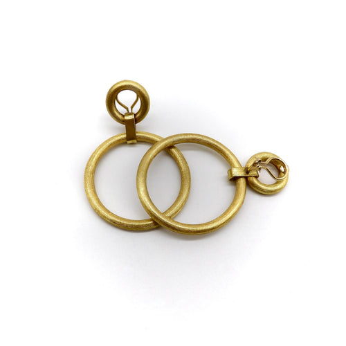Boucles d'oreilles Vintage - Boucles d’oreilles double créoles en or jaune 14K 58 Facettes