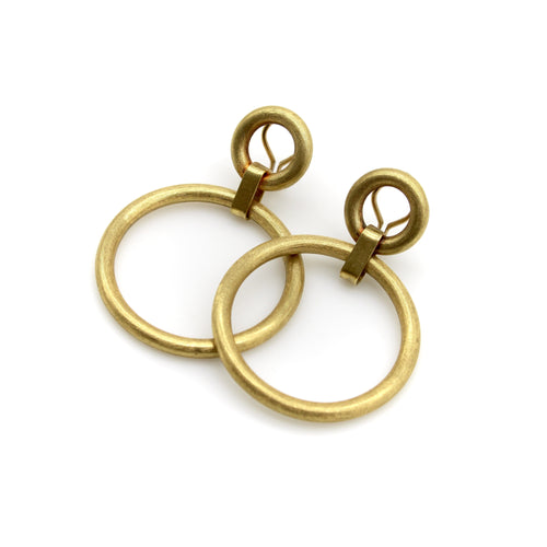Boucles d'oreilles Vintage - Boucles d’oreilles double créoles en or jaune 14K 58 Facettes