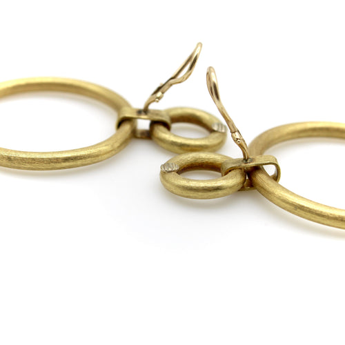Boucles d'oreilles Vintage - Boucles d’oreilles double créoles en or jaune 14K 58 Facettes