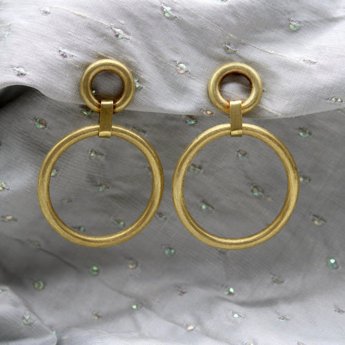 Boucles d'oreilles Vintage - Boucles d’oreilles double créoles en or jaune 14K 58 Facettes