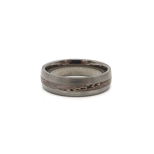 Bague 62 Lashbrook - Bague jonc bombée en titane avec incrustation 14k 58 Facettes
