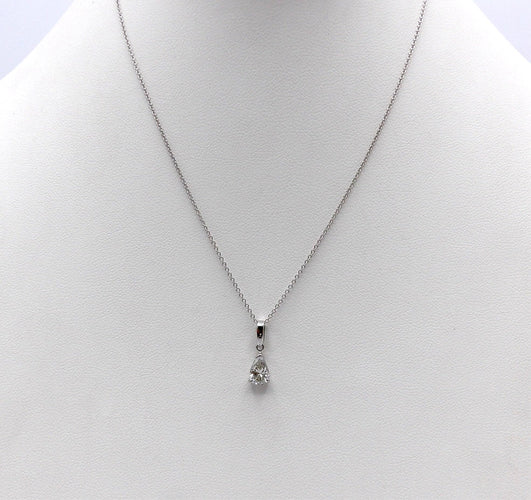 Collier Collier - Pendentif diamant poire 0,66 ct en or blanc 18k et 14k 58 Facettes