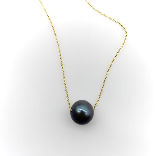 Collier Collier en or 14K avec perle noire des mers du Sud 58 Facettes