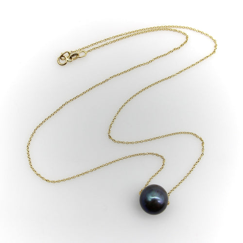 Collier Collier en or 14K avec perle noire des mers du Sud 58 Facettes