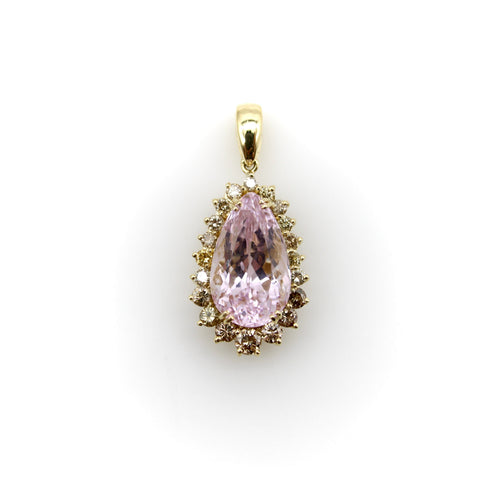 Pendentif Pendentif vintage en or 14 carats, kunzite et diamants cognac 58 Facettes