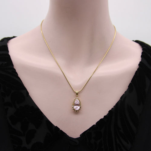 Pendentif Pendentif vintage en or 14 carats, kunzite et diamants cognac 58 Facettes
